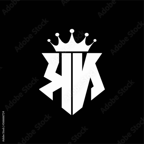 kn logo monogram shield shape with crown design template