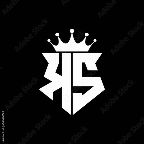 ks logo monogram shield shape with crown design template