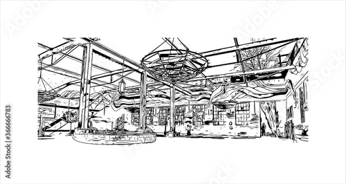 Building view with landmark of Abilene is a city in Taylor and Jones counties in Texas, United States. Hand drawn sketch illustration in vector. photo