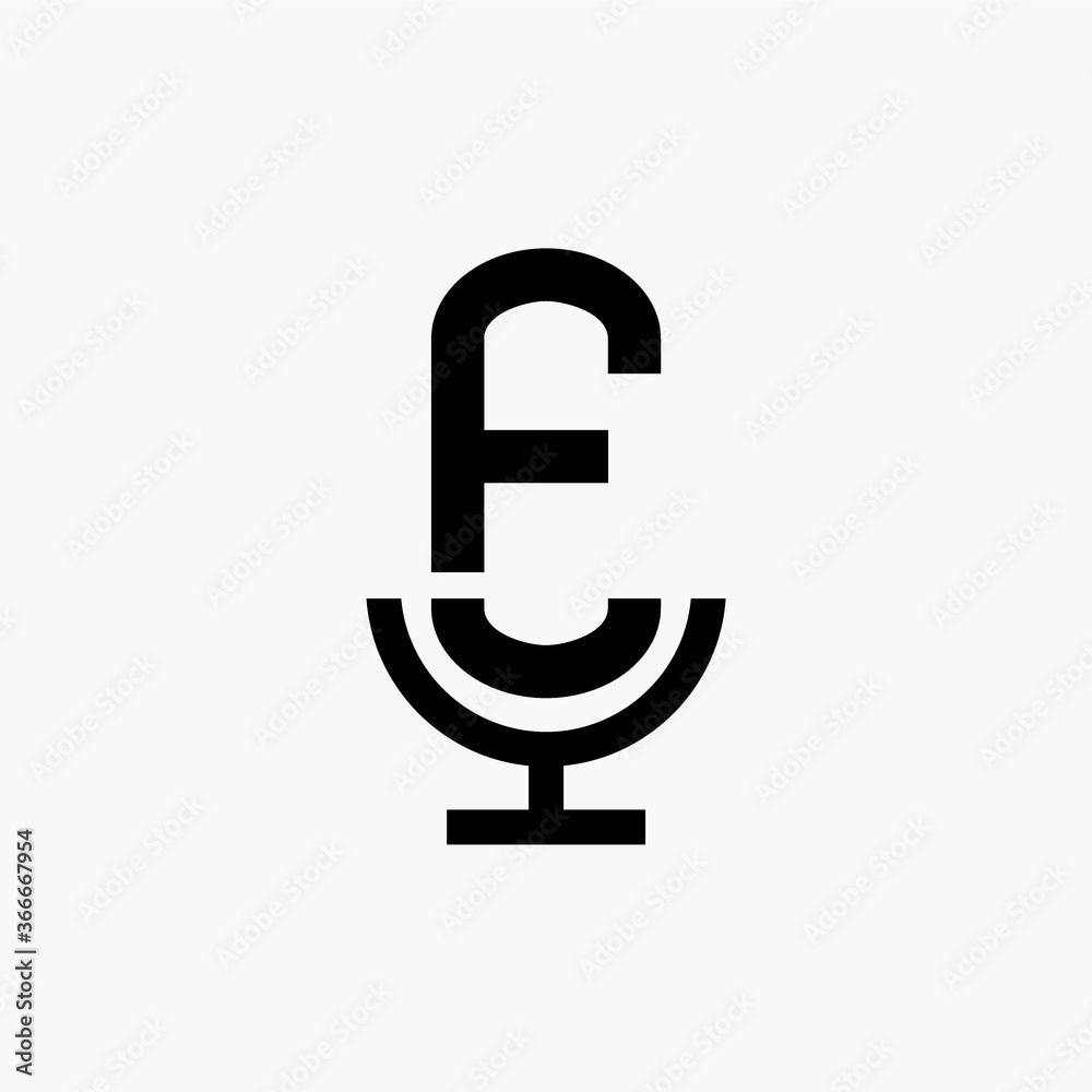 initial podcast logo monogram with microphone shape initial podcast logo monogram with microphone shape