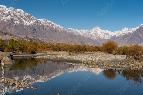 Autumn season in Gupis valley in Pakistan, Hindu Gush mountain range