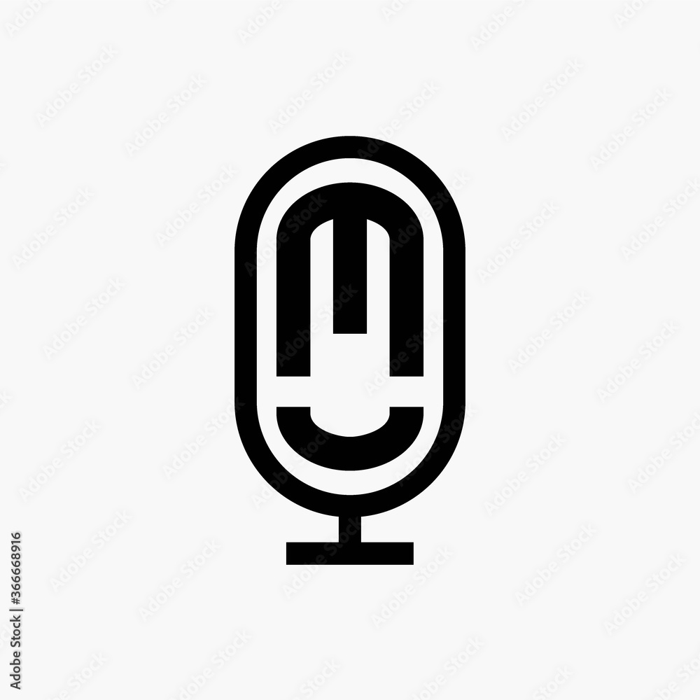 initial podcast logo monogram with microphone shape initial podcast logo monogram with microphone shape