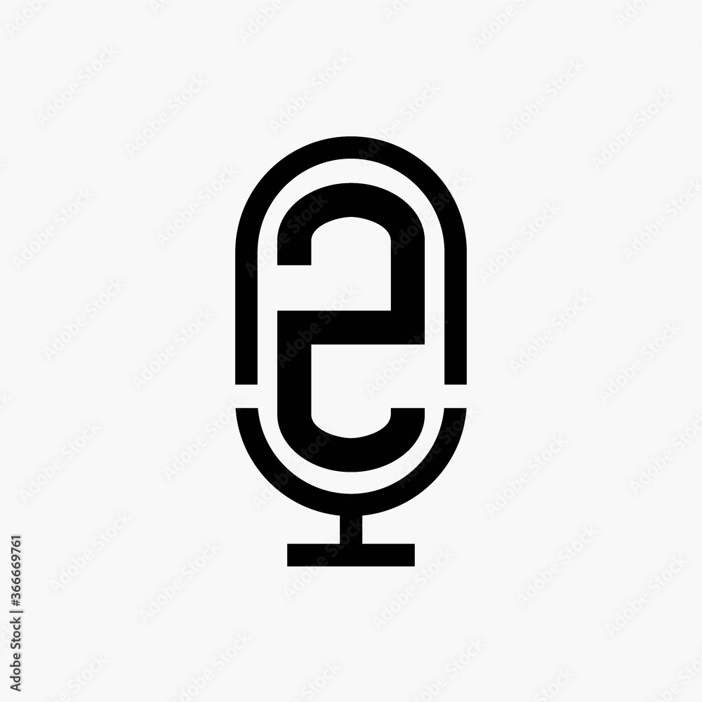 initial podcast logo monogram with microphone shape initial podcast logo monogram with microphone shape