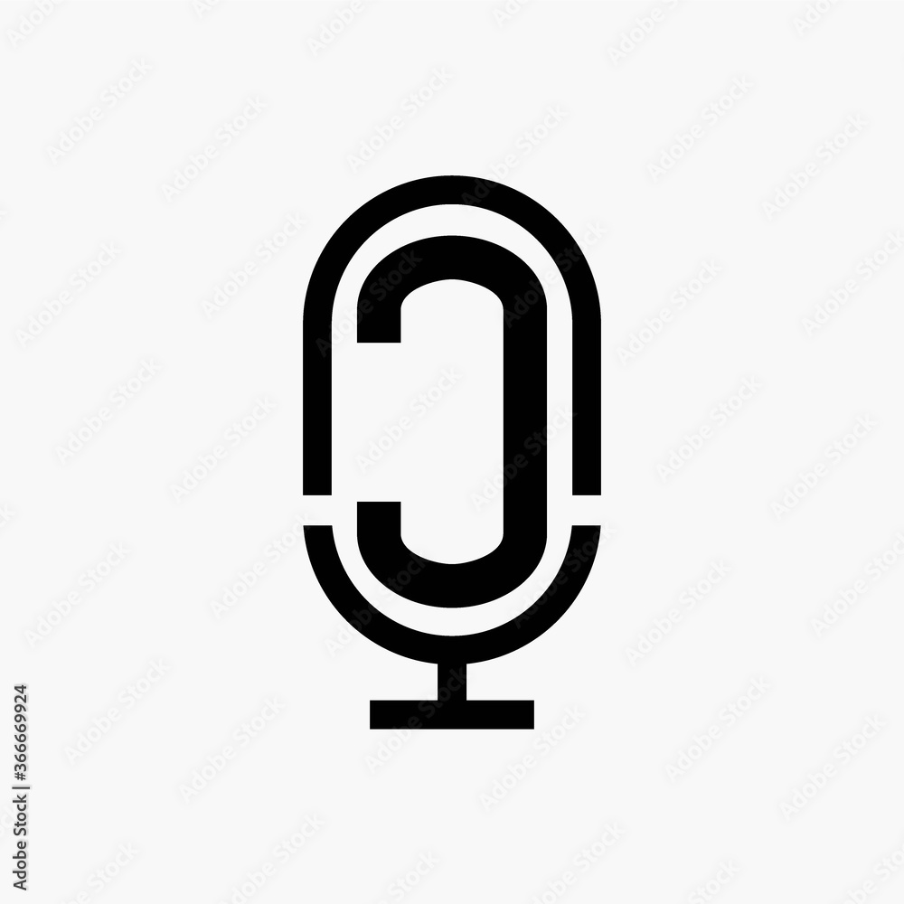 initial podcast logo monogram with microphone shape initial podcast logo monogram with microphone shape