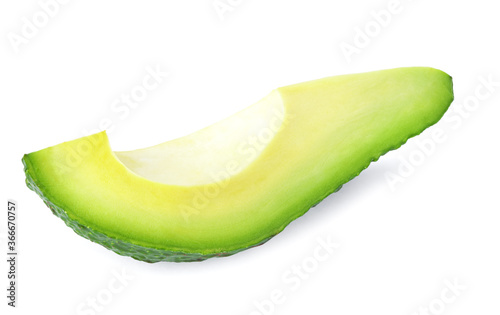 fresh sliced avocado isolated on white background.