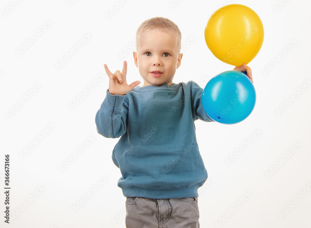 little boy child holding balloons, happy childhood little boy child holding balloons, happy childhood