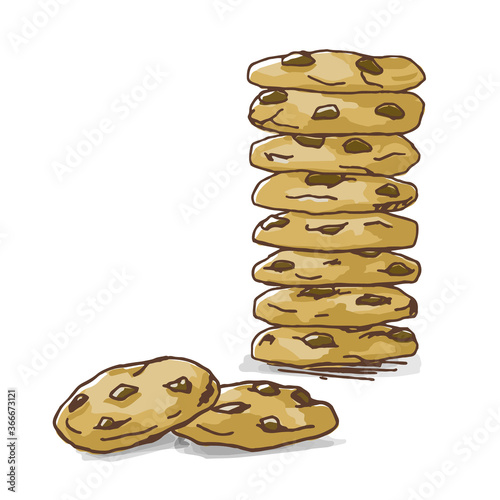 Illustration of pile of chocolate cookies