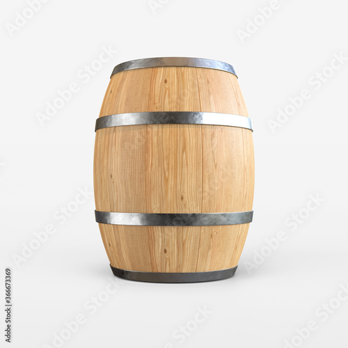 Wooden barrel on white background
