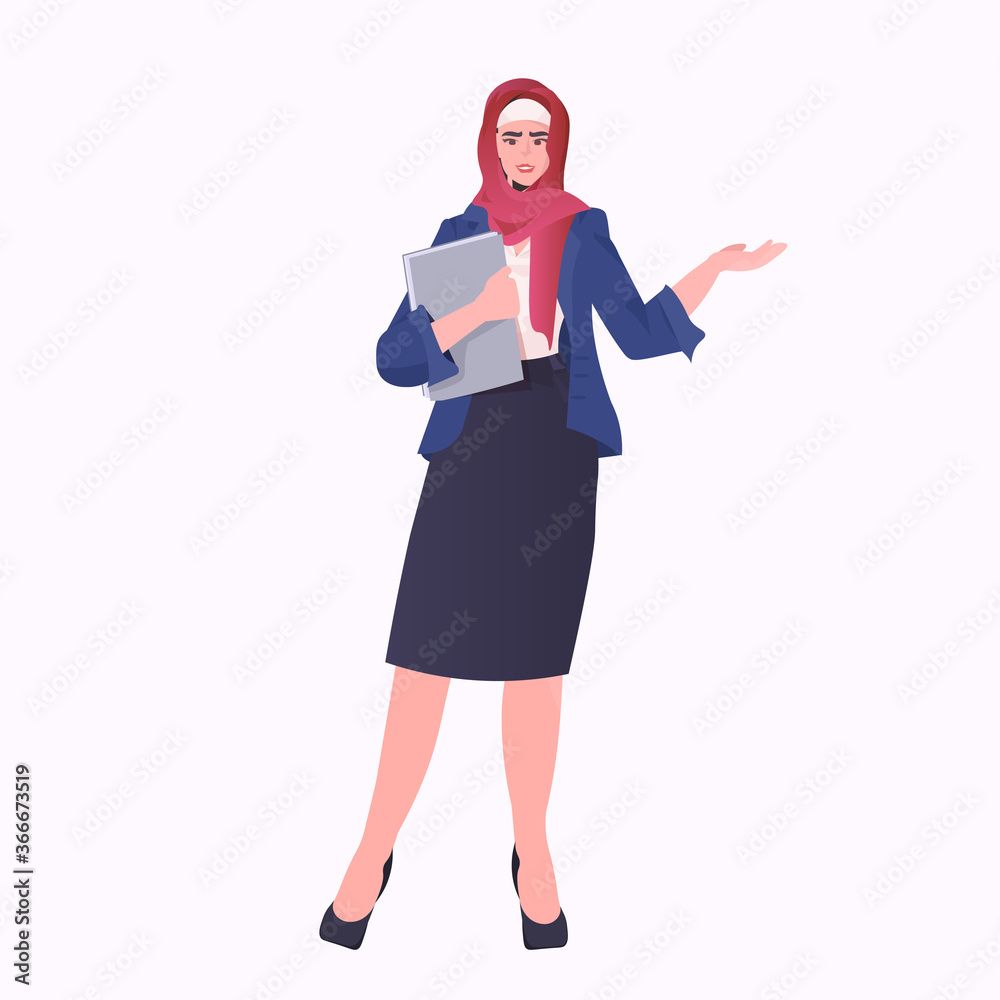 arabic businesswoman in traditional clothes holding folder arab female cartoon character standing pose full length vector illustration arabic businesswoman in traditional clothes holding folder arab female cartoon character standing pose full length vector illustration
