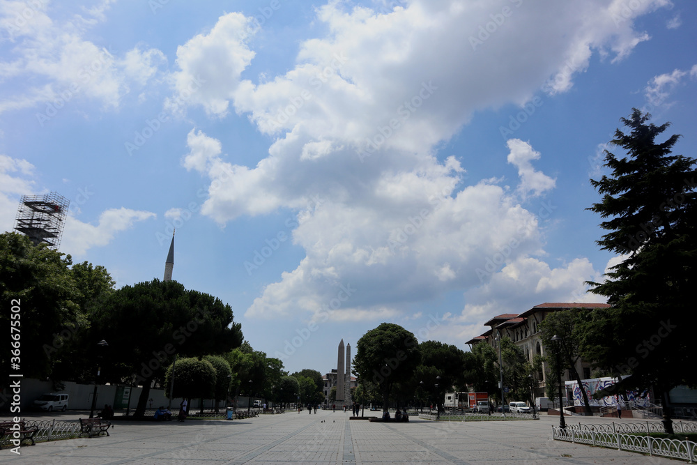 Sultanahmed Square in Istanbul, Turkey. In Byzantine times the hippodrome