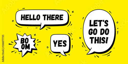 Speech bubble. Set of chat message, cloud talk, speech bubble. White speech bubble, cloud talk isolated silhouette with text. Elements for chat message, social network, web. Vector Illustration