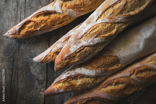 baguette on wooden background