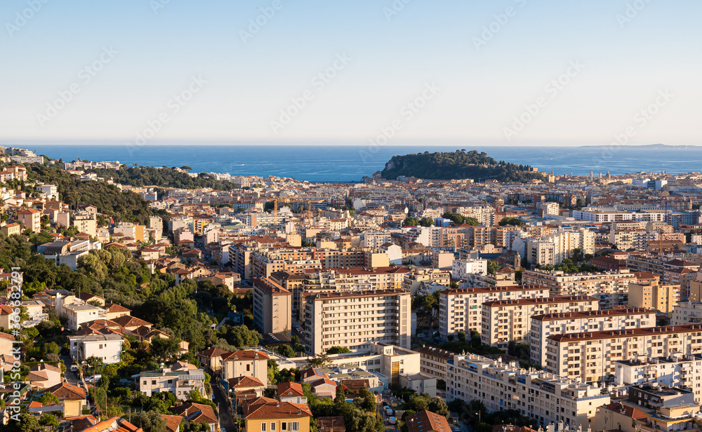 Panoramic view of mediterranean city of Nice on the Cote d'Azur