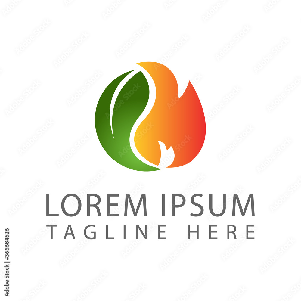 nature simple green leaf and fire logo design vector elements nature simple green leaf and fire logo design vector elements