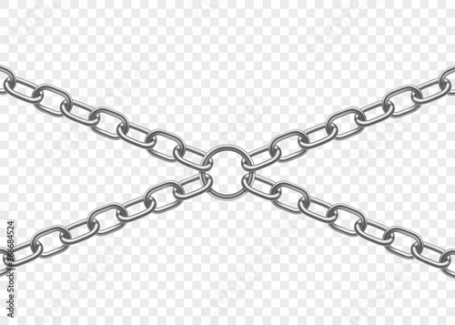 Metal chains connected by a ring. Vector illustration