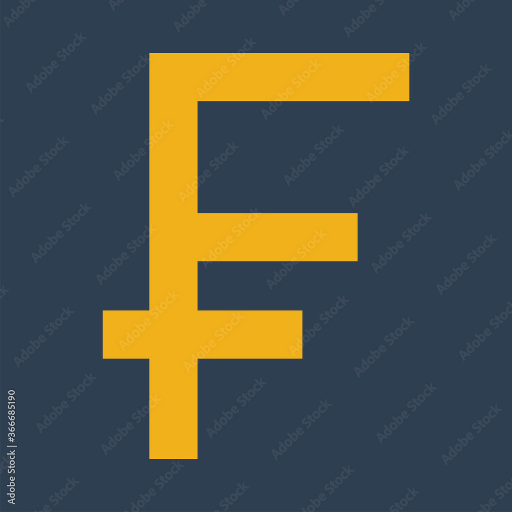 Fototapeta premium Graphic mall, Franc currency, Flat color icon.