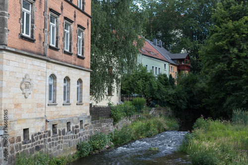 Häuser am Fluß in Sebnitz