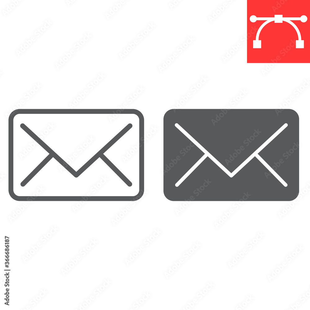 Email line and glyph icon, ui and button, envelope sign vector graphics, editable stroke linear icon, eps 10. Email line and glyph icon, ui and button, envelope sign vector graphics, editable stroke linear icon, eps 10.