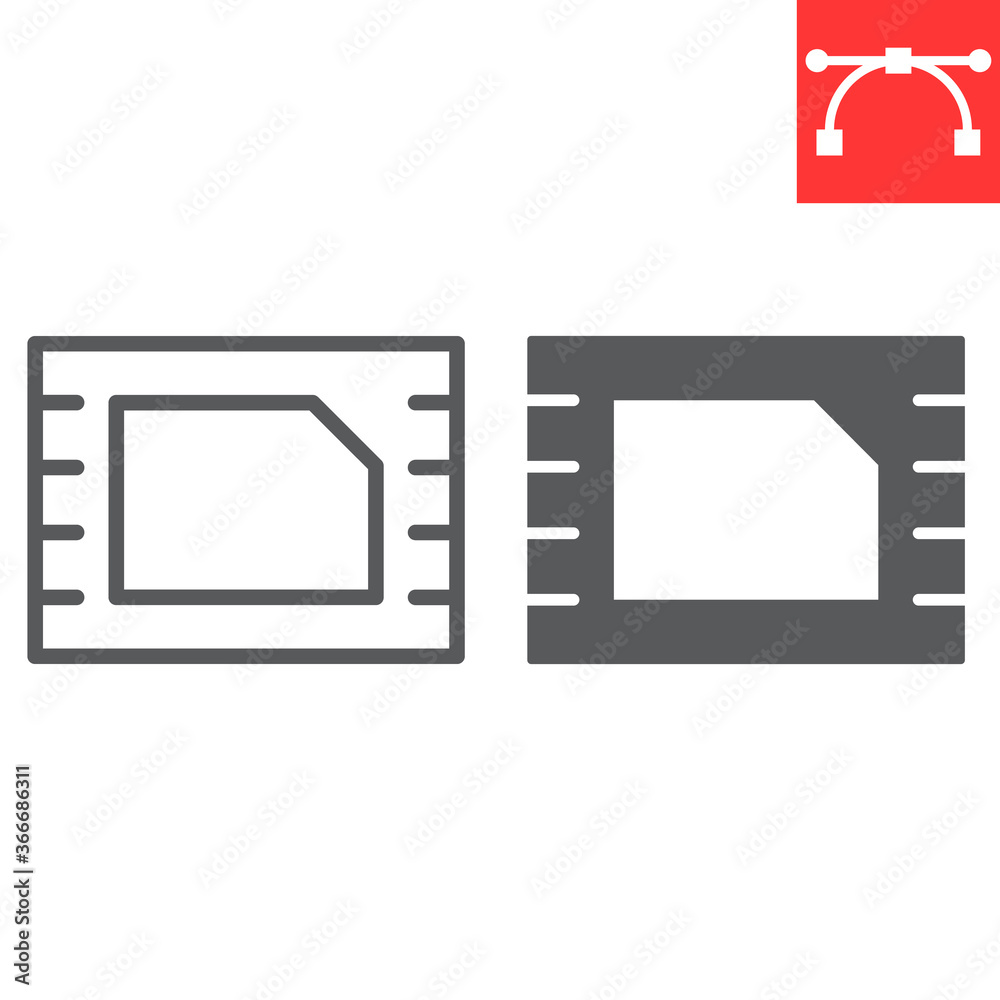 eSIM line and glyph icon, ui and button, Embedded SIM card sign vector graphics, editable stroke linear icon, eps 10. eSIM line and glyph icon, ui and button, Embedded SIM card sign vector graphics, editable stroke linear icon, eps 10.