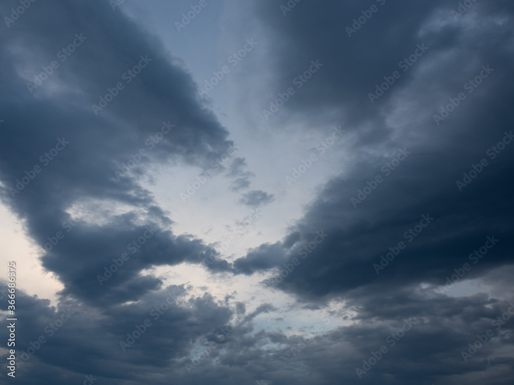 Dramatic dark stormy cloudy sky