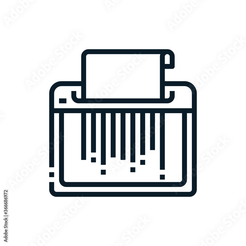Paper shredder outline icons. Vector illustration. Editable stroke. Isolated icon suitable for web, infographics, interface and apps.