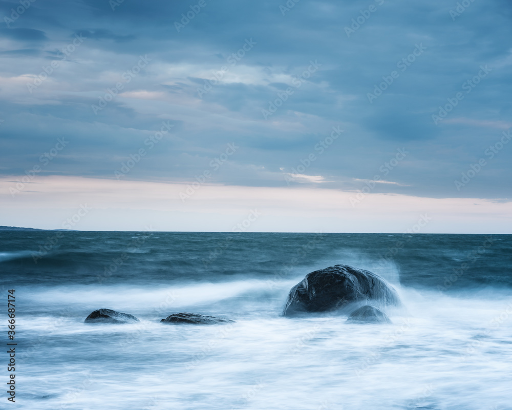 Moody coastal scene at long exposure, Sweden. Moody coastal scene at long exposure, Sweden.