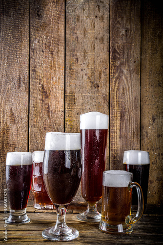 Set of various beer glasses