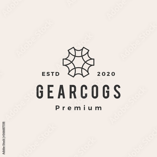 gear cog cogs hipster vintage logo vector icon illustration