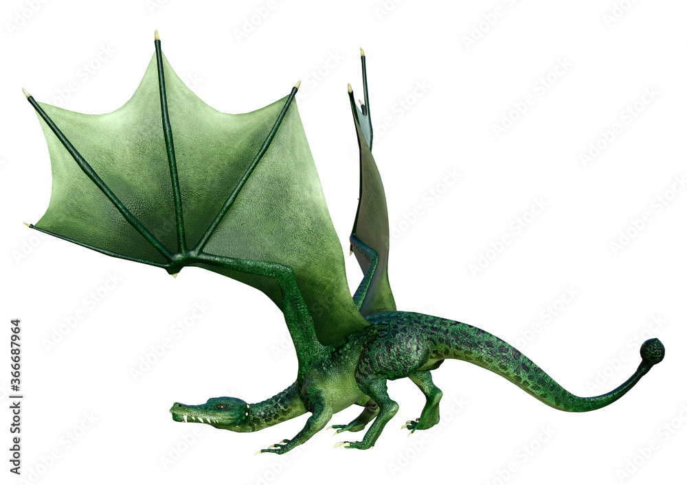 Obraz premium 3D renderowania Bajkowy smok na białym tle