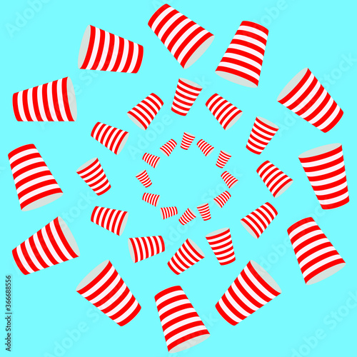 seamless background with red party cups on blue background for invitations or cards