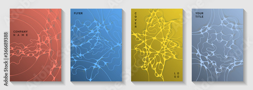 Premium dance party flyers. Complex curve lines torrent backgrounds. Delicate magazine vector layouts. Night party posters collection fluid curves graphic design.