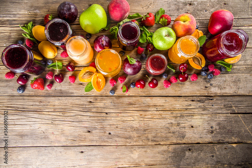 Assortment of berries and fruits jams