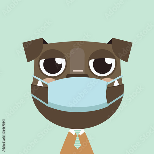Face mask cartoon animal illustration.
