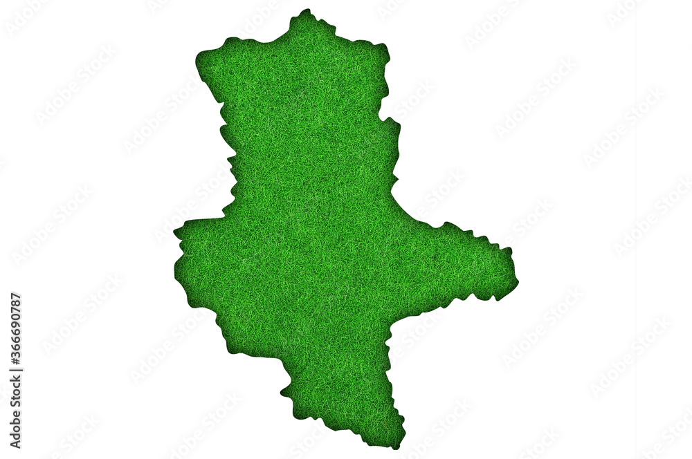 Karte von Sachsen-Anhalt auf grünem Filz