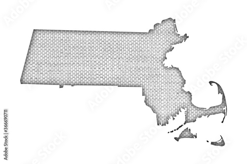 Karte von Massachusetts auf altem Leinen