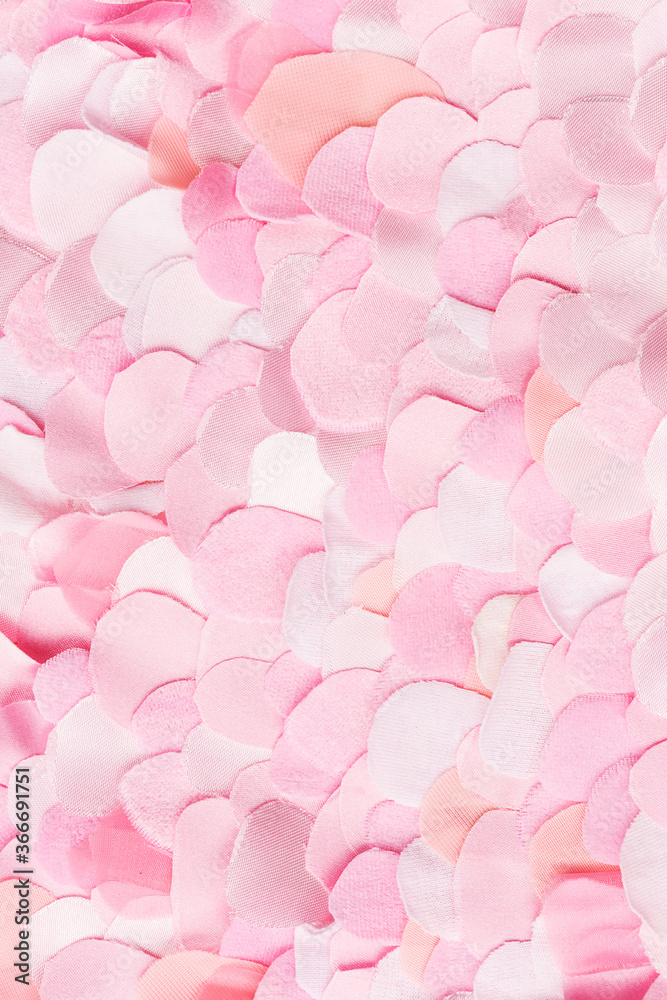 Flat lay romantic pink textile petals pattern