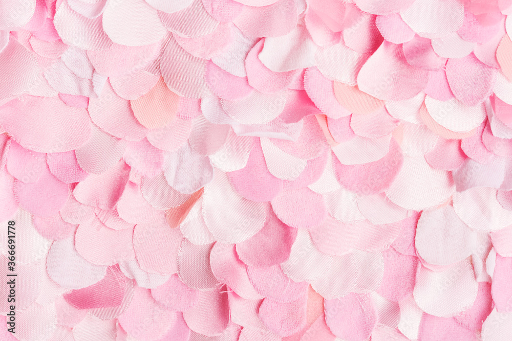 Flat lay summer pink textile petals pattern