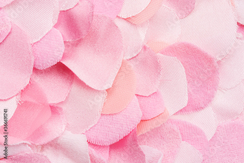Flat lay pink textile petals