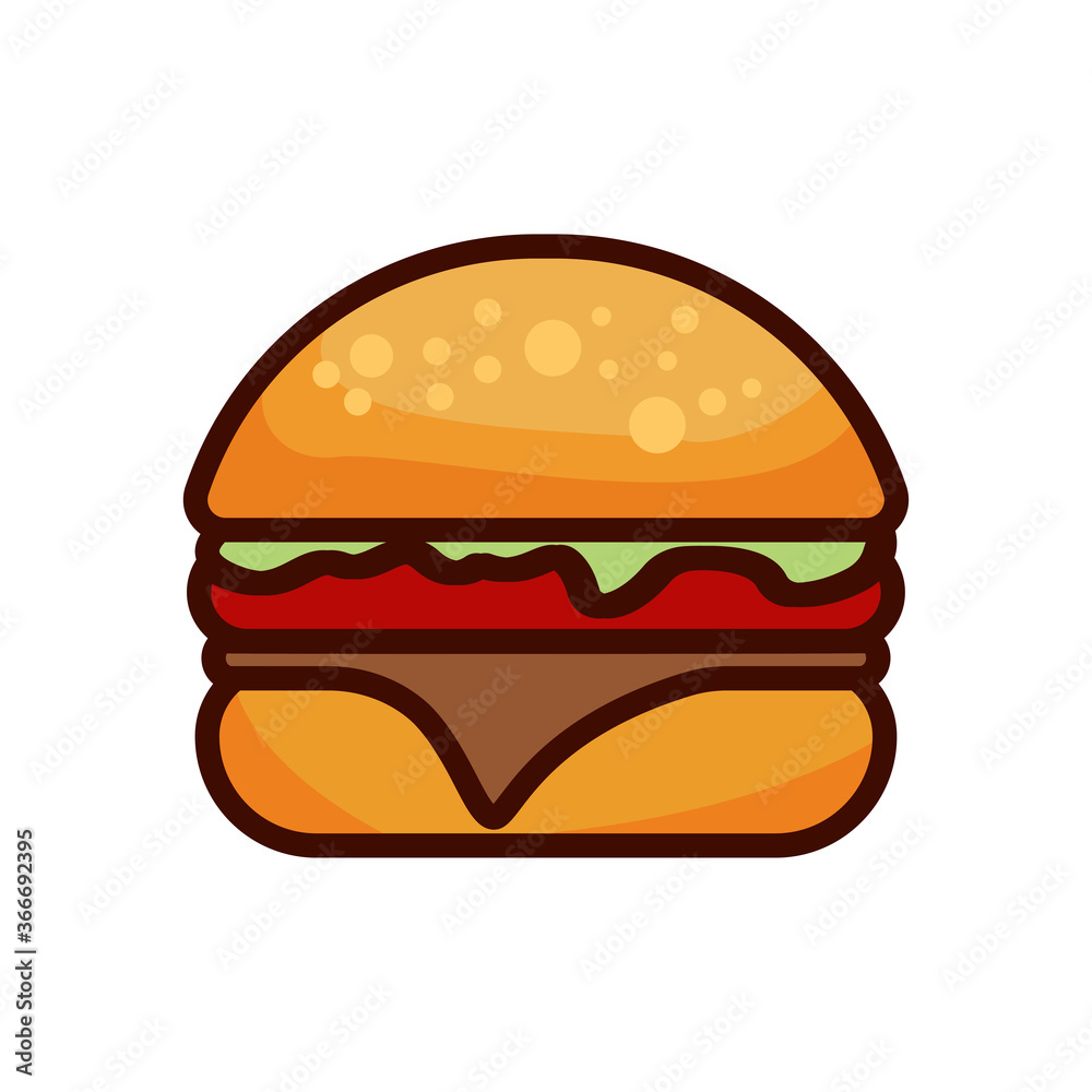 Delicious burger flat icon. Design template vector Delicious burger flat icon. Design template vector