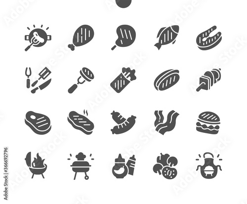 BBQ 2 Well-crafted Pixel Perfect Vector Solid Icons 30 2x Grid for Web Graphics and Apps. Simple Minimal Pictogram