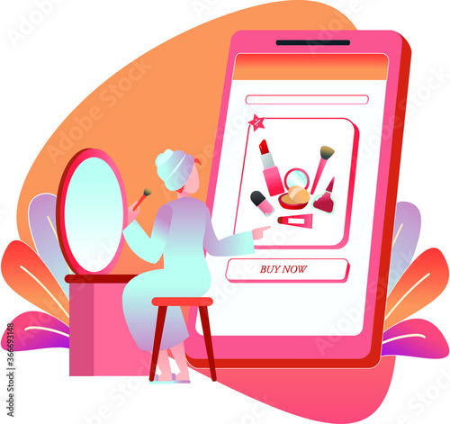 A woman buying her new make up via online make up store