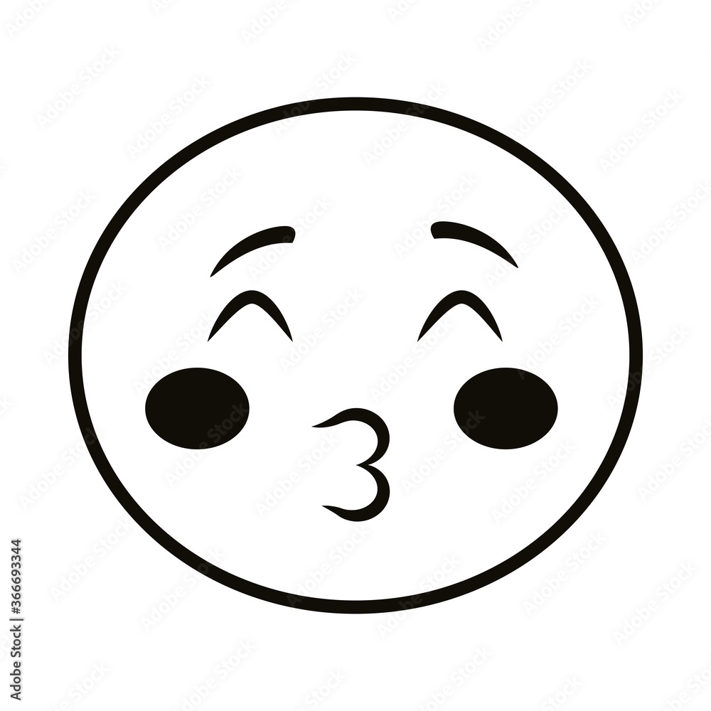 Fototapeta premium kissing emoji face classic line style icon