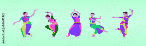 illustration of Indian bharatnatyam dance vector illustration