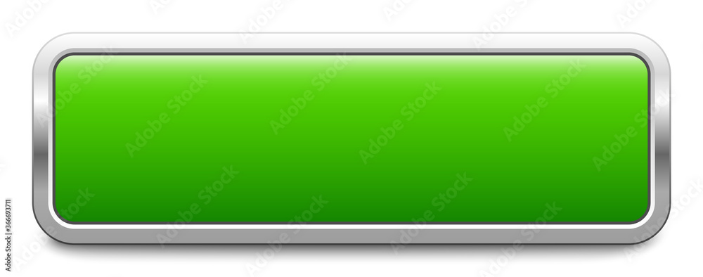 Long rectangular green metal button isolated on a white background. Blank template with copy space. EPS10 vector file Long rectangular green metal button isolated on a white background. Blank template with copy space. EPS10 vector file