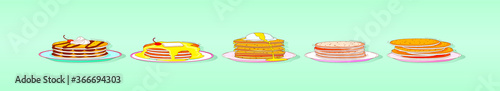 Set of pancakes with different toppings vector illustration