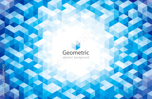 Geometric modern pattern circular blue abstract background.