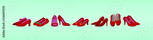 Red sparkly shoes with inserts of precious stones rubies. stock vector illustration.