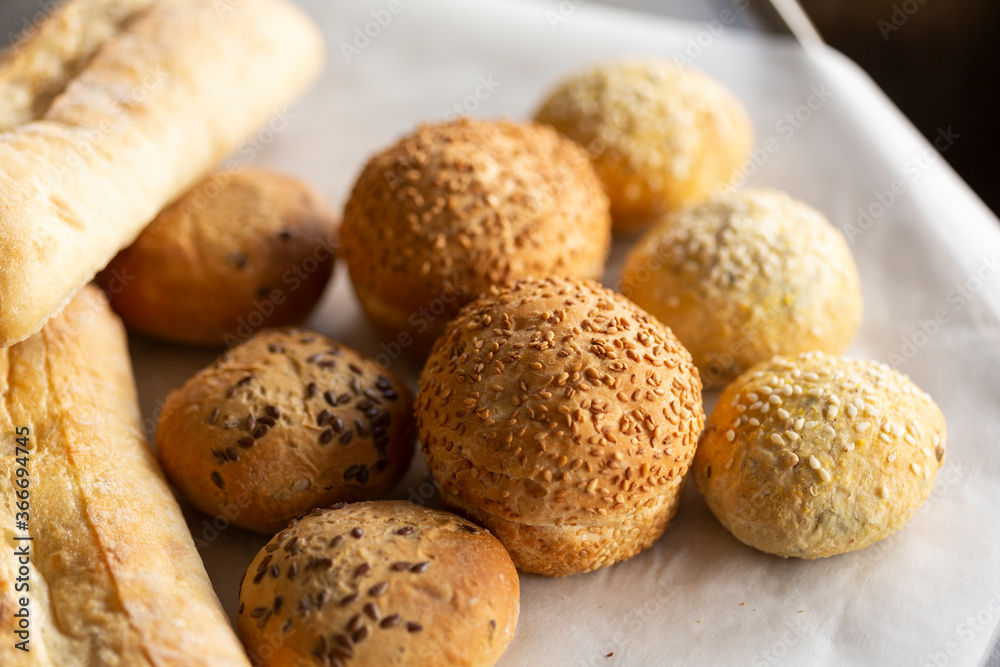 Small buns with sesame seeds