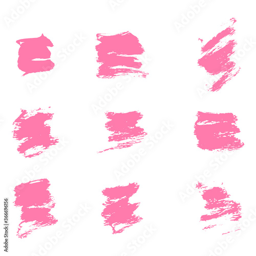 Ink pink blot set. Abstract stain. Isolate on a white background