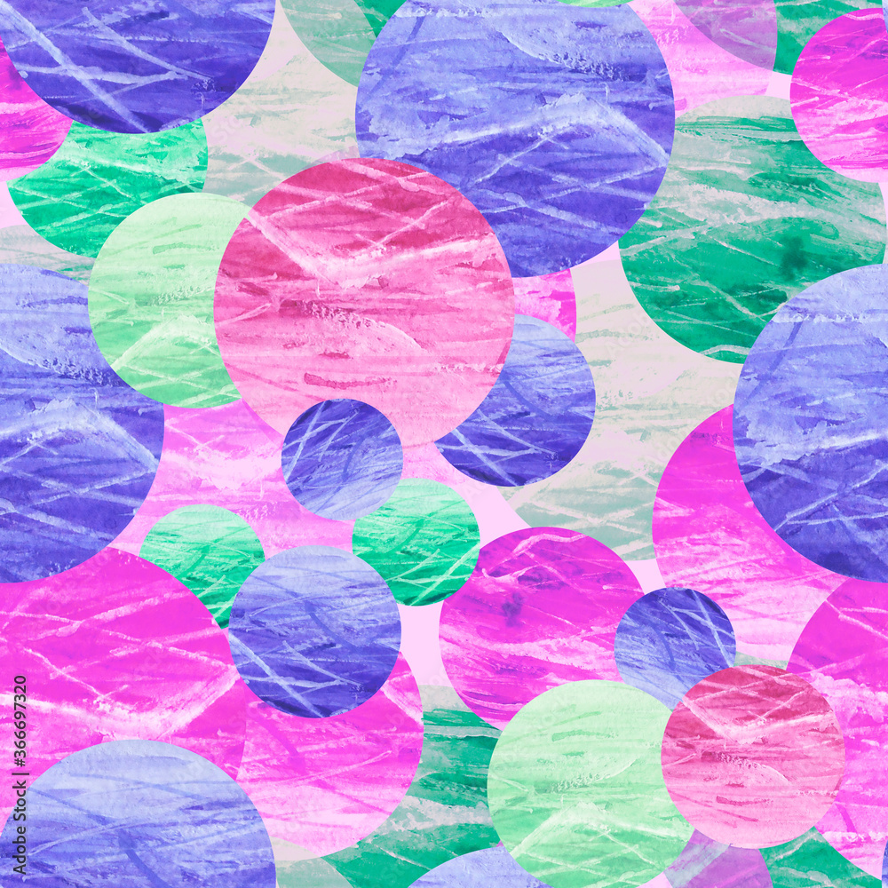 Watercolor background. Colorful spot, cracker, balls, soap bubbles. Beautiful abstract background. round abstract spot. For fabric, cover, packaging, material, wallpaper, scarf. Watercolor splash